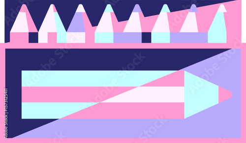 pack of coloring pencils graphic vector illustration icon in bright neon color