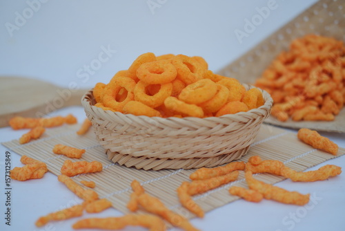 Popular Cheese Flavored Snack in Rustic Setting