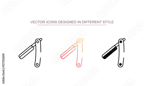 Straight Razor icon design with white background stock illustration