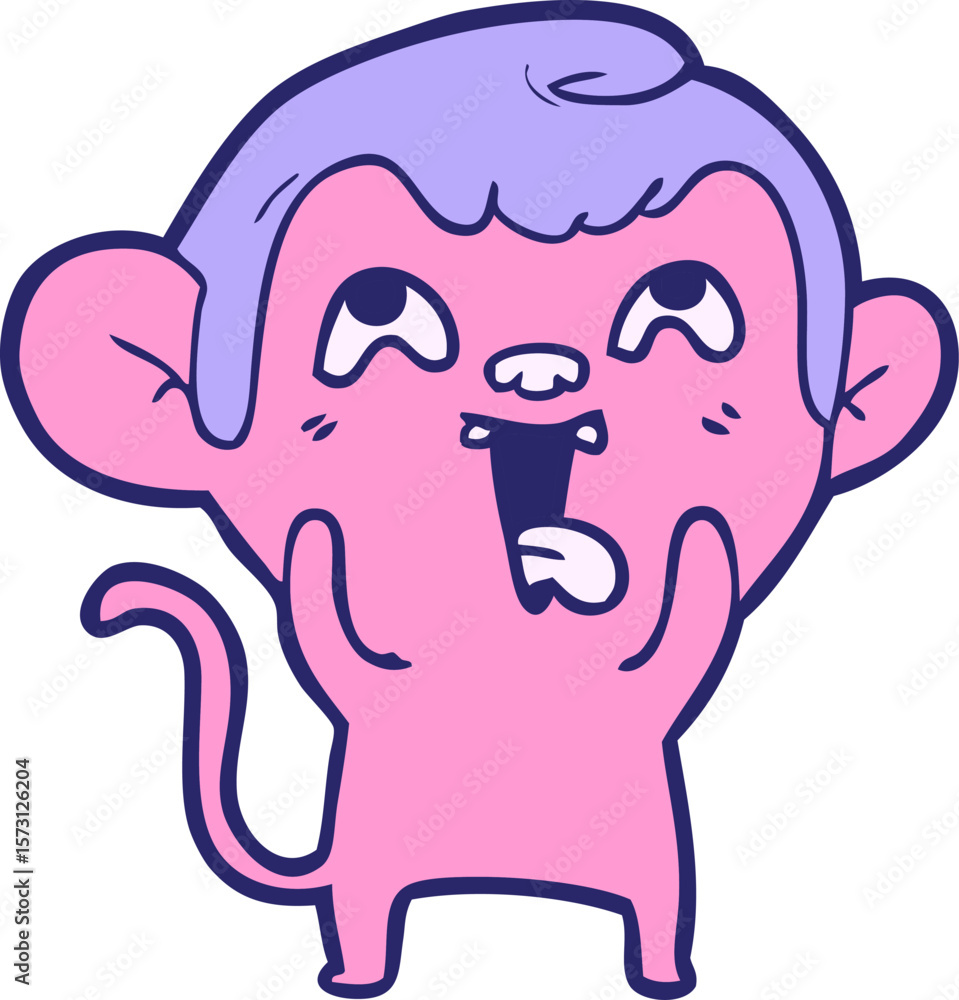 Fototapeta premium crazy cartoon monkey in bright neon color
