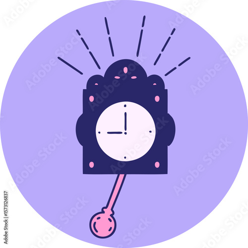 icon of a tattoo style ticking clock in bright neon color
