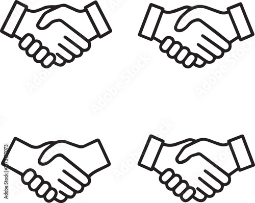 handshake icon set. business agreement, friendly handshake icons line art vector illustration. 
