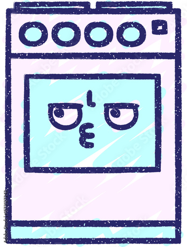 Oven Chalk Drawing in bright neon color