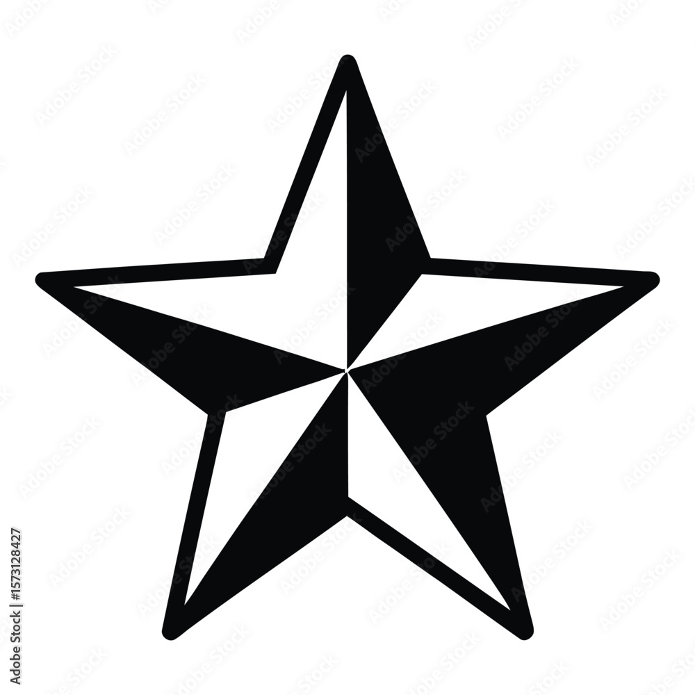 Fototapeta premium Black and White Five Pointed Star Geometric Shape Graphic Design Element monochrome