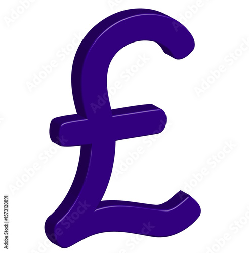 3d dark purple pound sterling symbol icon