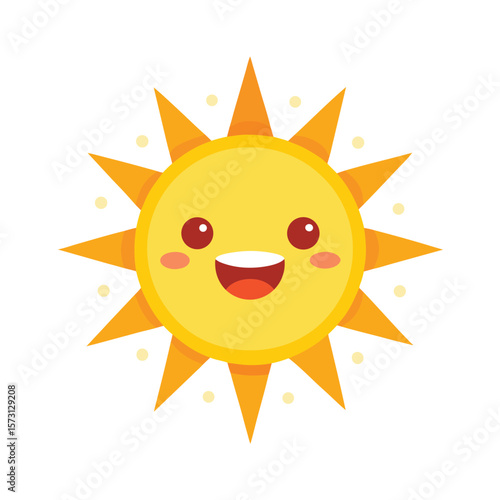 happy sun with wide smile and star shaped rays
