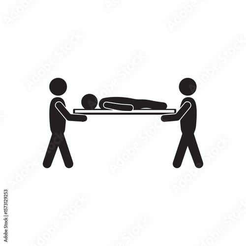 A Somber Scene Two Figures Carrying a Stretcher with a Body Illustrating Mortality and Loss