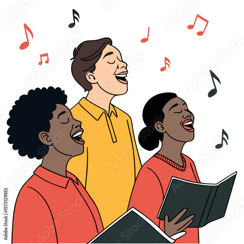 Diverse Group Joyfully Singing Together