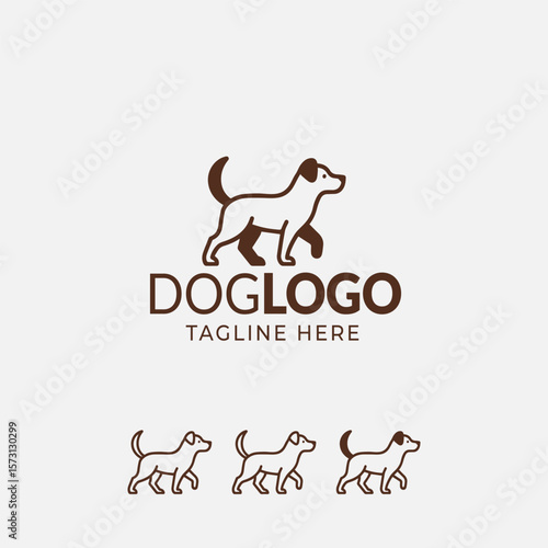 Dog logo line art design with multiple options 