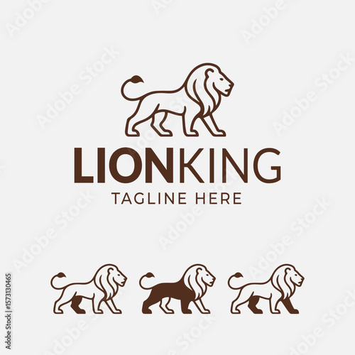 lion kind line art logo design with multiple options 