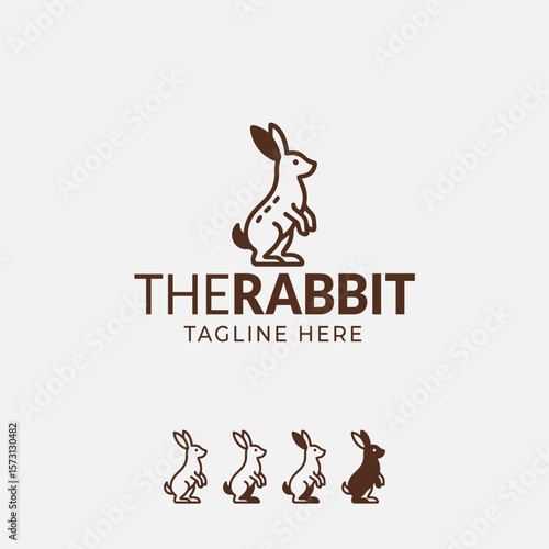 The rabbit line art logo with multiple icon options 