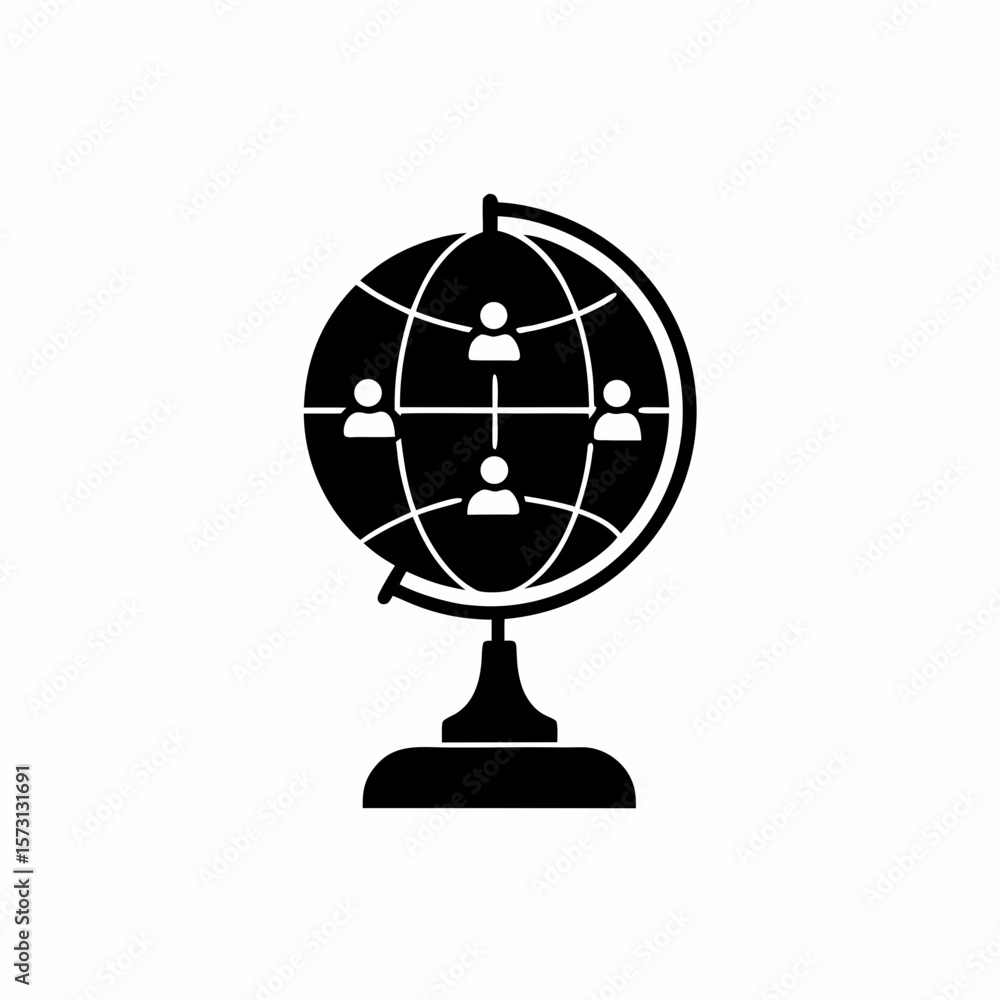 creative details Outline Globe with People Icon Location Icon vector illustration creative details Outline Globe with People Icon Location Icon vector illustration