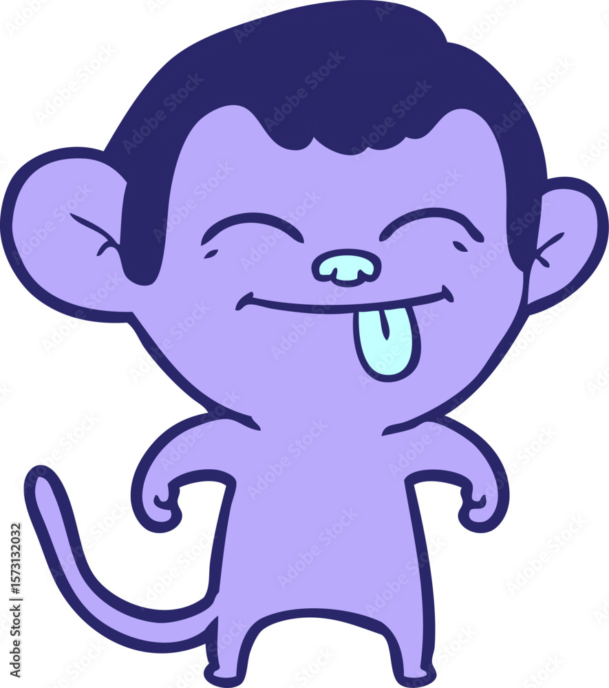 Fototapeta premium funny cartoon monkey in bright neon color