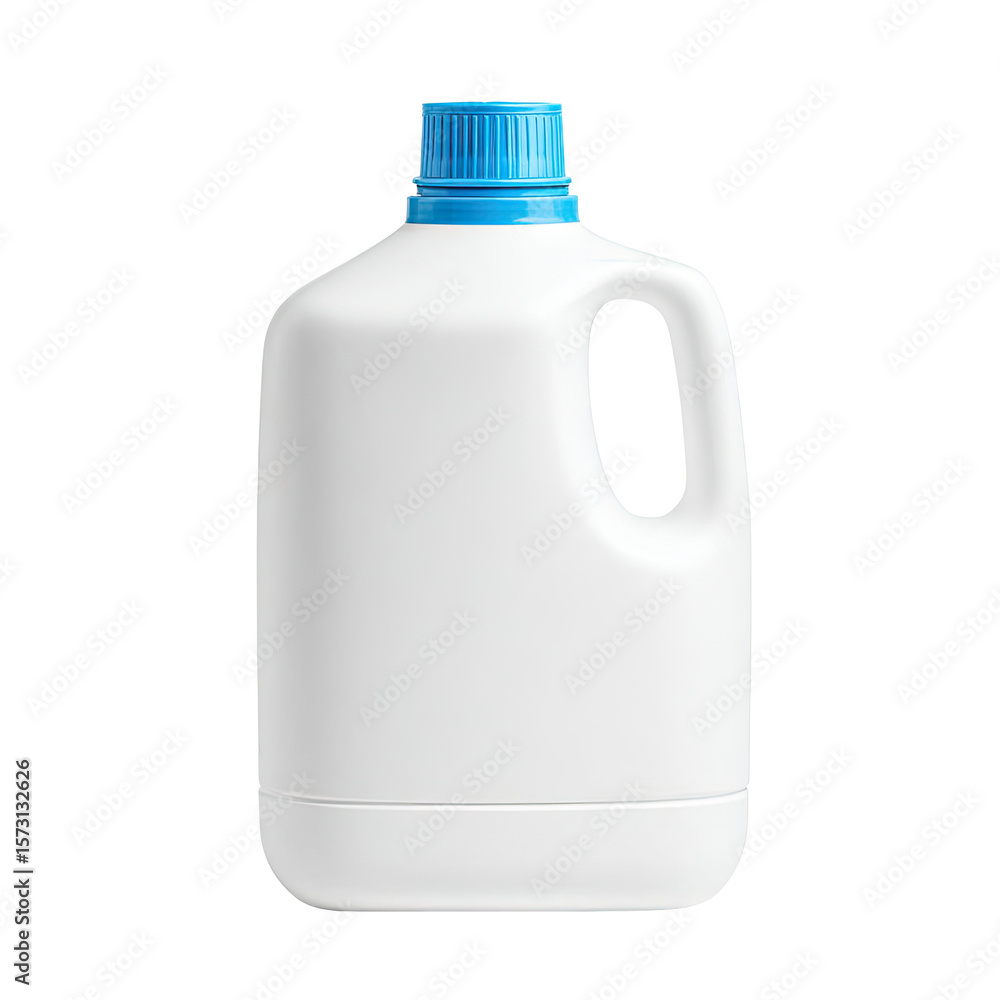 White Plastic Detergent Bottle with Blue Cap on Transparent Background White Plastic Detergent Bottle with Blue Cap on Transparent Background