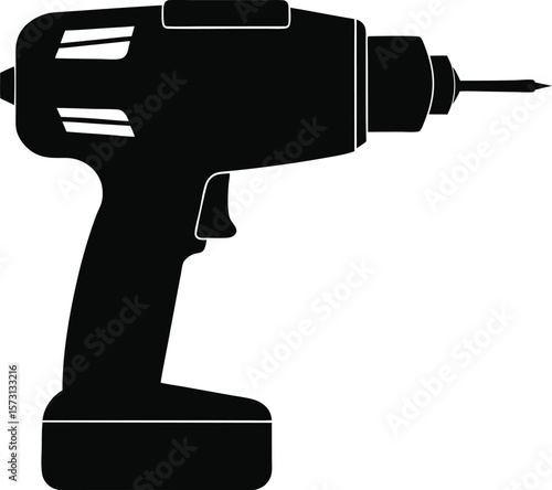 impact driver with drill bit attached black silhouette