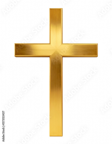 Elegant gold cross on deep black background symbolizing faith and spirituality in a minimalist design for religious themes and artwork isolate on transparent background PNG