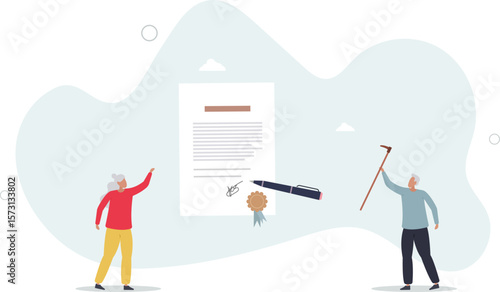 Testament and last wish property bequeath in old age. character life .