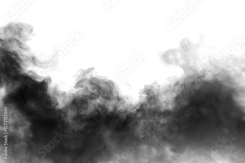 dark fog or smoke effect isolated on transparent white background. Steam explosion special effect. Effective texture of steam, fog, smoke png. Design elements