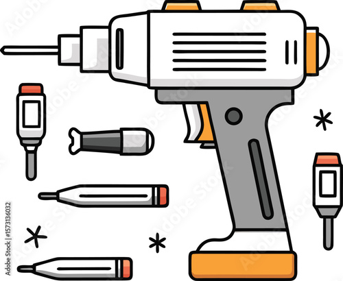 isolated screw gun with interchangeable bits besides