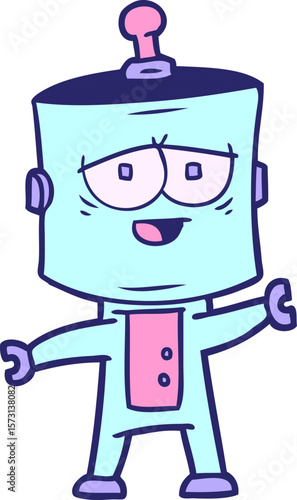 cartoon robot in bright neon color