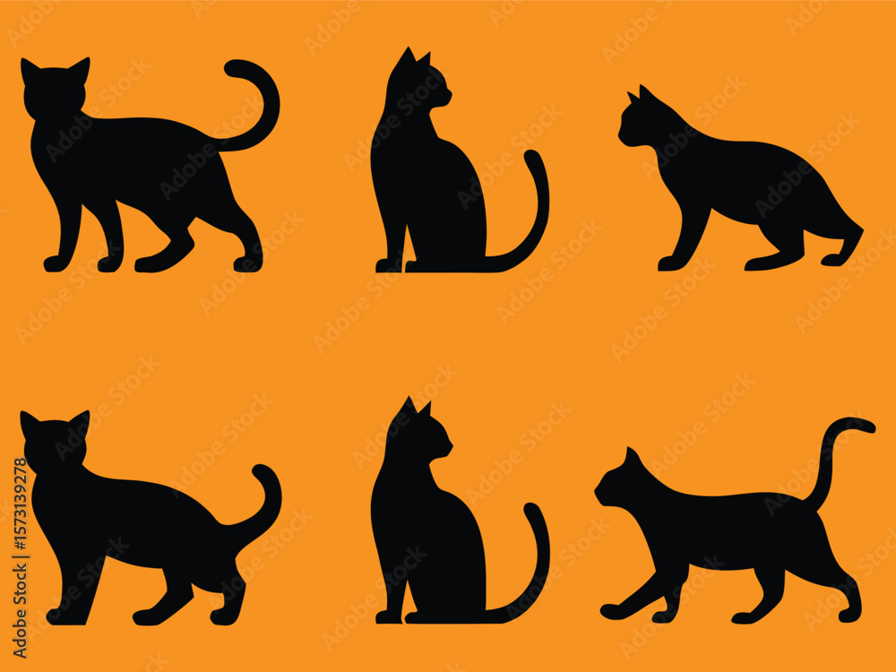 Black Cat Silhouette Vector Illustration for Halloween Decoration and Spooky Season Designs Black Cat Silhouette Vector Illustration for Halloween Decoration and Spooky Season Designs