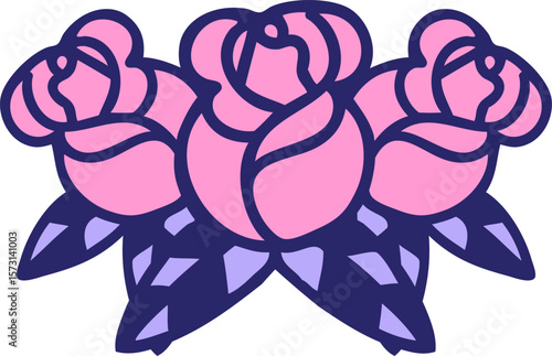 tattoo in traditional style of a bouquet of flowers in bright neon color