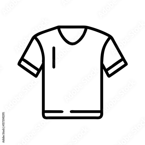 Outline of a T-shirt in simple black line art style  