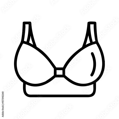 Outline of a bra in minimalist style on white background  