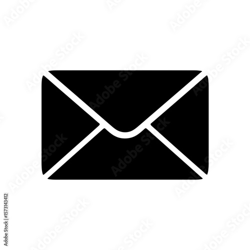 An envelope with a classic design is displayed in a solid fill representation of communication means