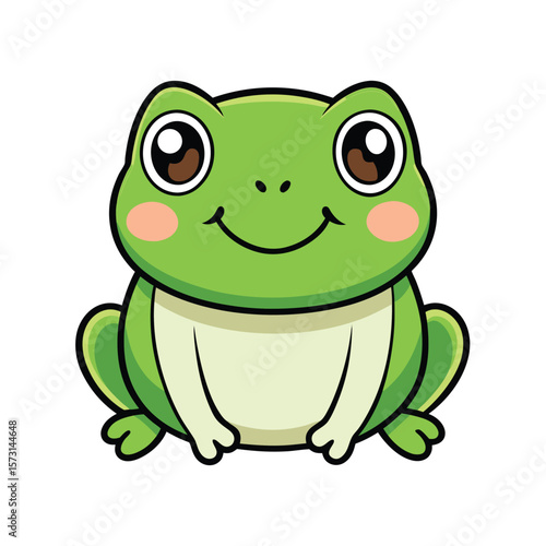 kawaii frog sitting with a big smile and blushing cheeks vector