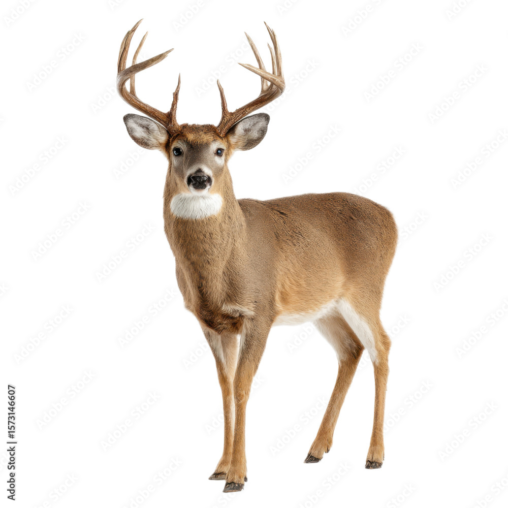 Fototapeta premium Deer stands in front of a white background