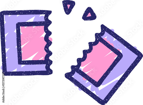 Movie Ticket Chalk Drawing in bright neon color