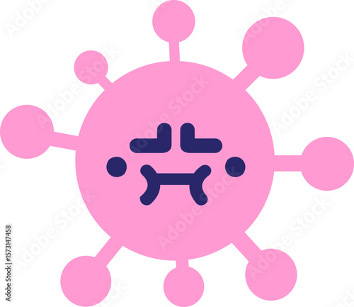 disgruntled virus in bright neon color