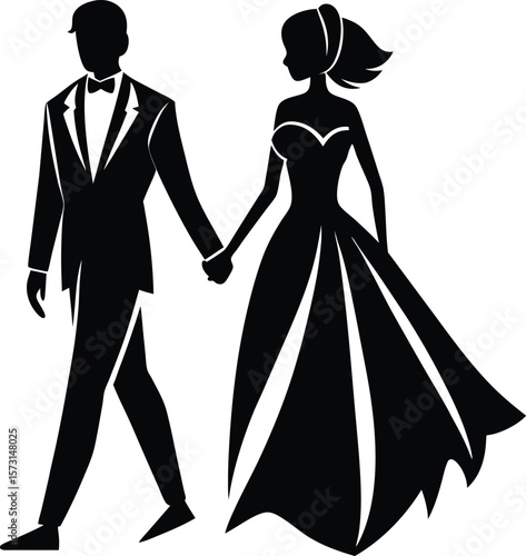 silhouette of bride and groom