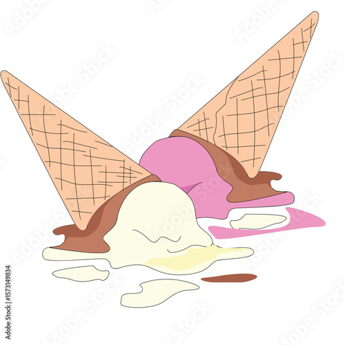 Melted ice cream. ice cream falls