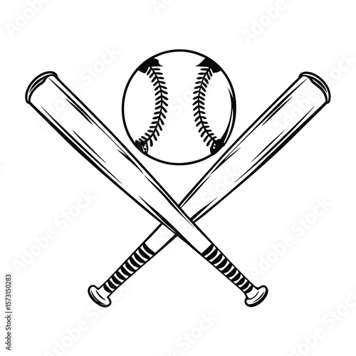 A classic leather baseball and bat, essential equipment for the sport, isolated on white, symbolizing competition and the game