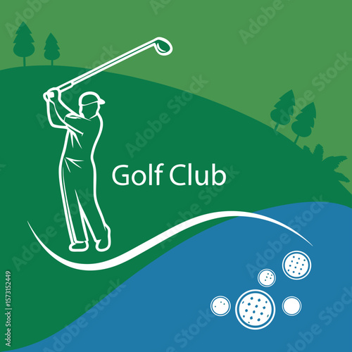 Cartoon businessman playing golf, a perfect vector illustration symbol for business concepts