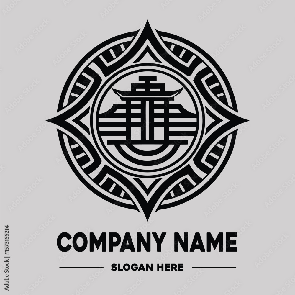 Fototapeta premium Traditional Chinese Batik Vector Logo Design