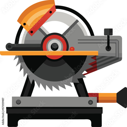 manual miter saw with base and guide black vector