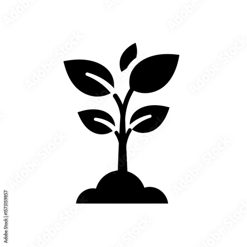 Illustration of a small plant sprouting from soil silhouette