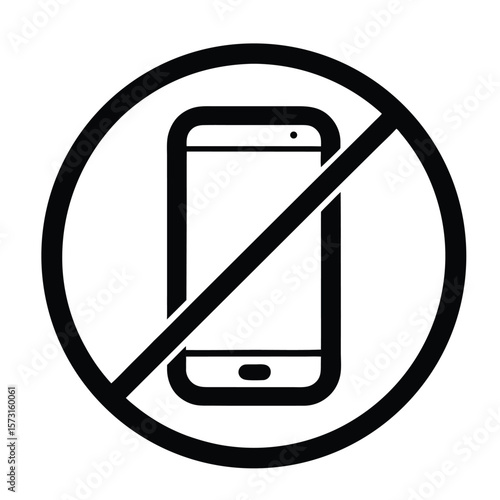 no phone sign icon, silhouette vector symbol for mobile restriction, quiet zones, and public etiquette