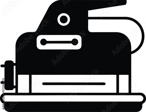 minimalist belt sander vector icon black on white background