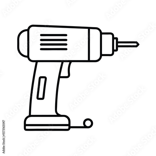 minimalist electric drill outline vector black on white