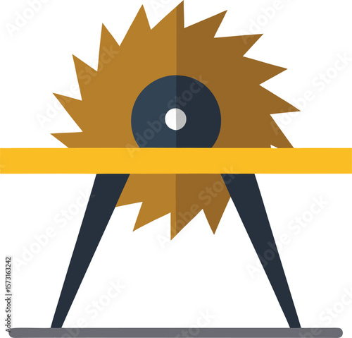 minimalist icon of a table saw blade emerging from wood