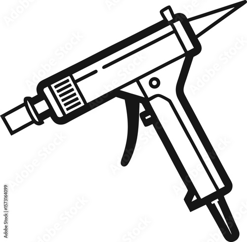 minimalist power caulking gun vector with nozzle clean