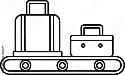baggage claim conveyor icon, vector symbol for airport luggage carousel and travel infrastructure