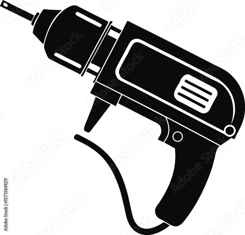 minimalist rotary tool outline in black silhouette vector