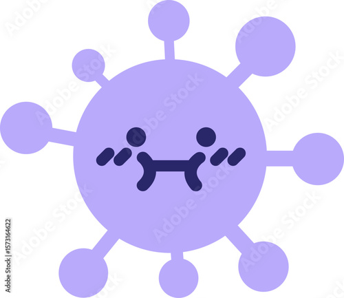 cute unsure virus in bright neon color