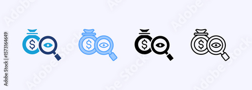 Financial Oversight Icon Set Multiple Style Collection