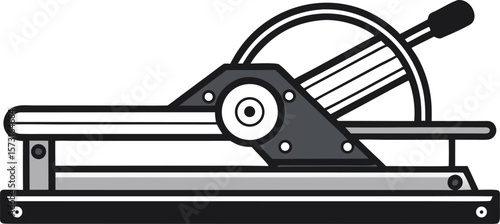 minimalist tile cutter tool side view black line art